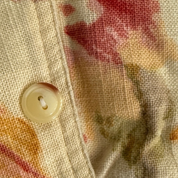 Yellow Orange Pink Red Rose Linen Trucker Jacket - Coldwater Creek - XL - Picture 15 of 16